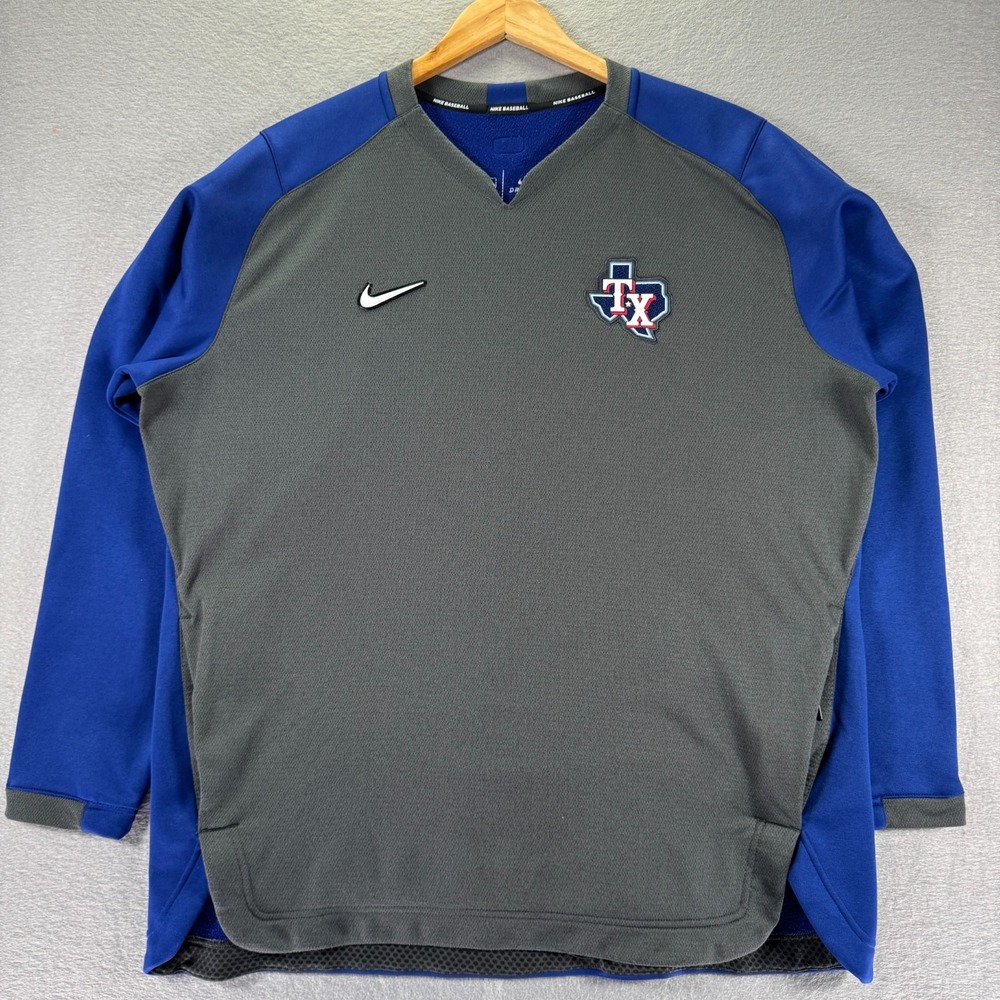 Texas Rangers‎ Nike Dri Fit Sweatshirt Mens XL Gray MLB Authentic Collection